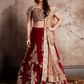 Rajwada Women Maroon Embroidered Semi Stitched Lehenga With Unstitched Blouse