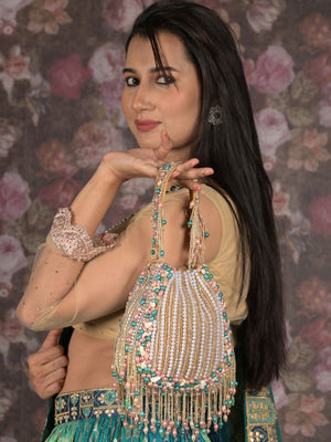 Rajwada Multicolor Embellished and Tasseled Potli For Women