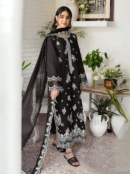 Rajwada Black Georgette Embroidered Semi-Stitched Kurta Set For Women