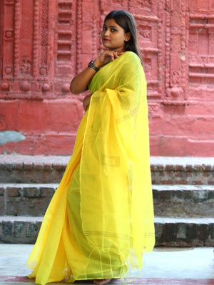Rajwada Yellow Cotton  Saree  With Unstitched Blouse for Women