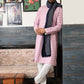 Rajwada Pink Embroidered Silk Blend Traditional Kurta Set For Men