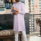 Rajwada Mauve Embroidered Cotton Kurta Set For Men