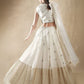 Rajwada White Georgette Embellished Semi-Stitched Lehenga For Women