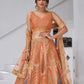 Rajwada Rust Silk Blend Embroidered Semi-Stitched Lehenga For Women