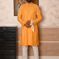 Rajwada Yellow Woven Cotton Polyester Kurta Set For Men