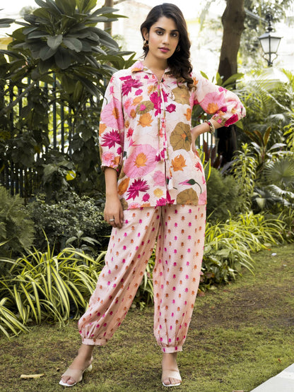 Rajwada Multi Color Muslin Printed Indo Western Co Ord Set For Women