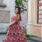 Rajwada Pink Chiffon Stitched Printed Indo Western Dress For Women