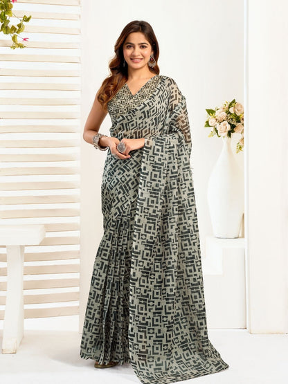 Rajwada Black Cotton Linen Zari Work Saree For Women