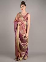 Purple Satin Nylon Woven Saree With Unstitched Blouse