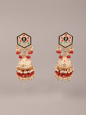 Rajwada Women Delicate White Meenakari Earrings