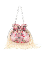Rajwada - Peach Pink Embellished Beaded-Embroidered Pearly Potli Bag