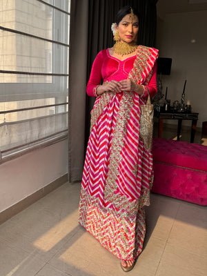 Rajwada Women Designer Pink Semi Stitched Lehenga With Unstitched Blouse