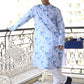 Rajwada Blue Printed Cotton Traditional Kurta Set For Men