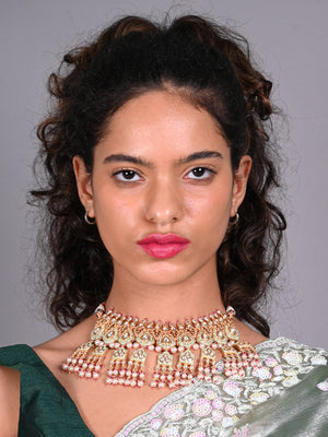 Rajwada Green Meenakari And Kundan Embellished Choker Neck Piece For Women