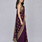Wine Silk Blend Solid Saree