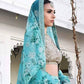 Rajwada Sky Blue Organza Printed Semi-Stitched lehenga For Women