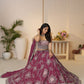 Rajwada Dark Magenta Silk Blend Embroidered Semi-Stitched Lehenga For Women