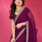 Rajwada Wine Georgette Embellished Saree For Women