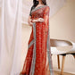 Rajwada Deep Red Organza Embellished Solid Saree For Women