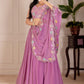 Rajwada Lavender Georgette Embroidered Semi-Stitched lehenga For Women