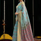 Rajwada Light Blue Silk Blend Solid Saree For Women