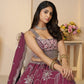 Rajwada Dark Magenta Silk Blend Embroidered Semi-Stitched Lehenga For Women