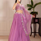Rajwada Lavender Georgette Embroidered Semi-Stitched lehenga For Women