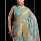 Rajwada Light Blue Silk Blend Solid Saree For Women