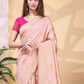 Rajwada Light Pink Silk Blend Woven Saree For Women