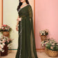 Rajwada Olive Green Georgette Plain Saree For Women