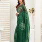 Rajwada Dark Green Cotton Linen Zari Work Saree For Women