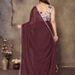 Rajwada Maroon Georgette Solid Saree For Women