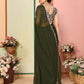 Rajwada Olive Green Georgette Plain Saree For Women