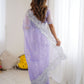 Rajwada Lavender Organza Embellished Solid Saree For Women