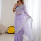 Rajwada Lavender Organza Embellished Solid Saree For Women