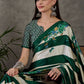 Rajwada Green And White Silk Blend Printed Elegant Saree For Women