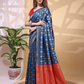 Rajwada Navy Blue Silk Blend Woven Saree For Women
