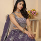 Rajwada Purple Silk Blend Embroidered Semi-Stitched Lehenga For Women