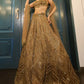 Rajwada Brown Net Embellished Semi Stitched Lehenga For Women