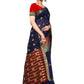 Rajwada Navy Blue Silk Blend Embellished Saree For Women