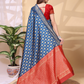 Rajwada Navy Blue Silk Blend Woven Saree For Women