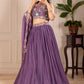 Rajwada Purple Georgette Embroidered Semi-Stitched lehenga For Women