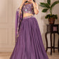 Rajwada Purple Georgette Embroidered Semi-Stitched lehenga For Women