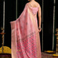 Rajwada Light Pink Cotton Blend Solid Saree For Women