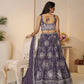 Rajwada Purple Silk Blend Embroidered Semi-Stitched Lehenga For Women