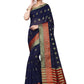 Rajwada Navy Blue Silk Blend Embellished Saree For Women