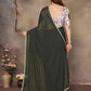 Rajwada Olive Green Georgette Solid Saree For Women