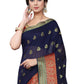 Rajwada Navy Blue Silk Blend Embellished Saree For Women