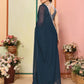 Rajwada Teal Blue Georgette Plain Saree For Women