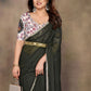 Rajwada Olive Green Georgette Solid Saree For Women